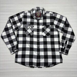 Dixxon Flannel Co The Gringo Black & White Buffalo Plaid Button Shirt Mens Med